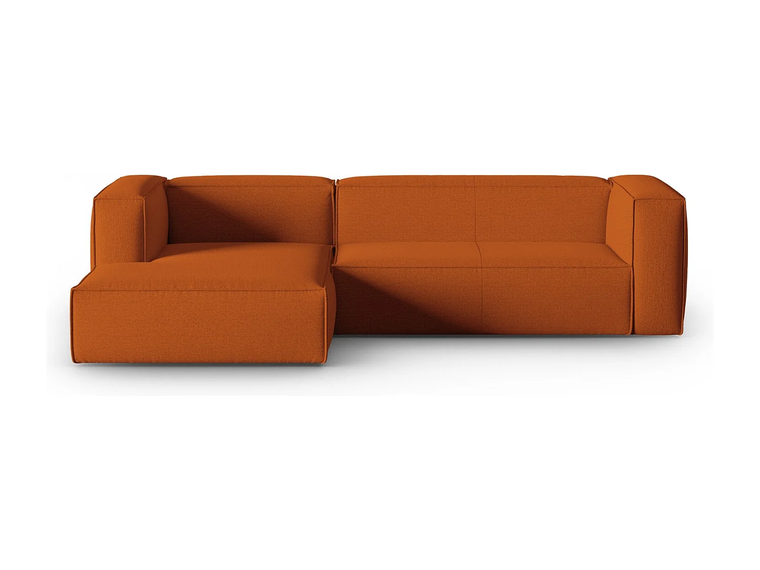 Cosmopolitan Design - 4-Sitzer Ecksofa links "Mackay" aus strukturiertem Samt terrakotta - 282x166x73cm