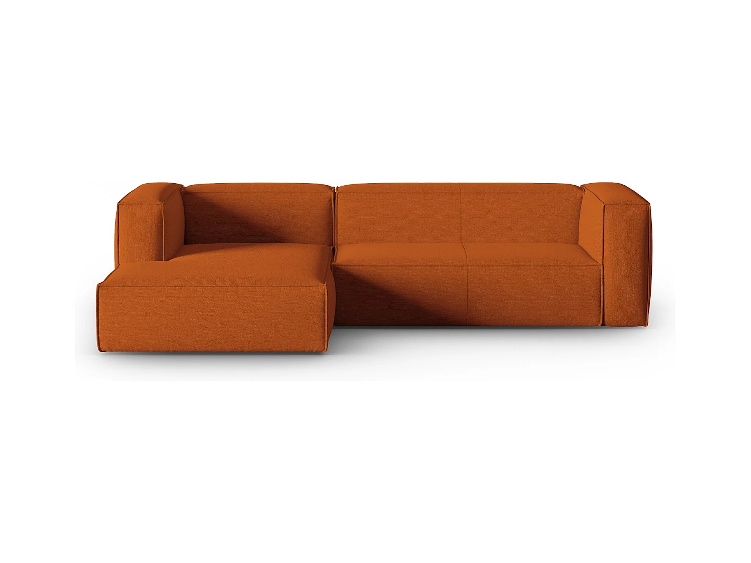 Cosmopolitan Design - Canapé d'angle gauche "Mackay" 4 places en velours structuré terracotta - 282x166x73cm