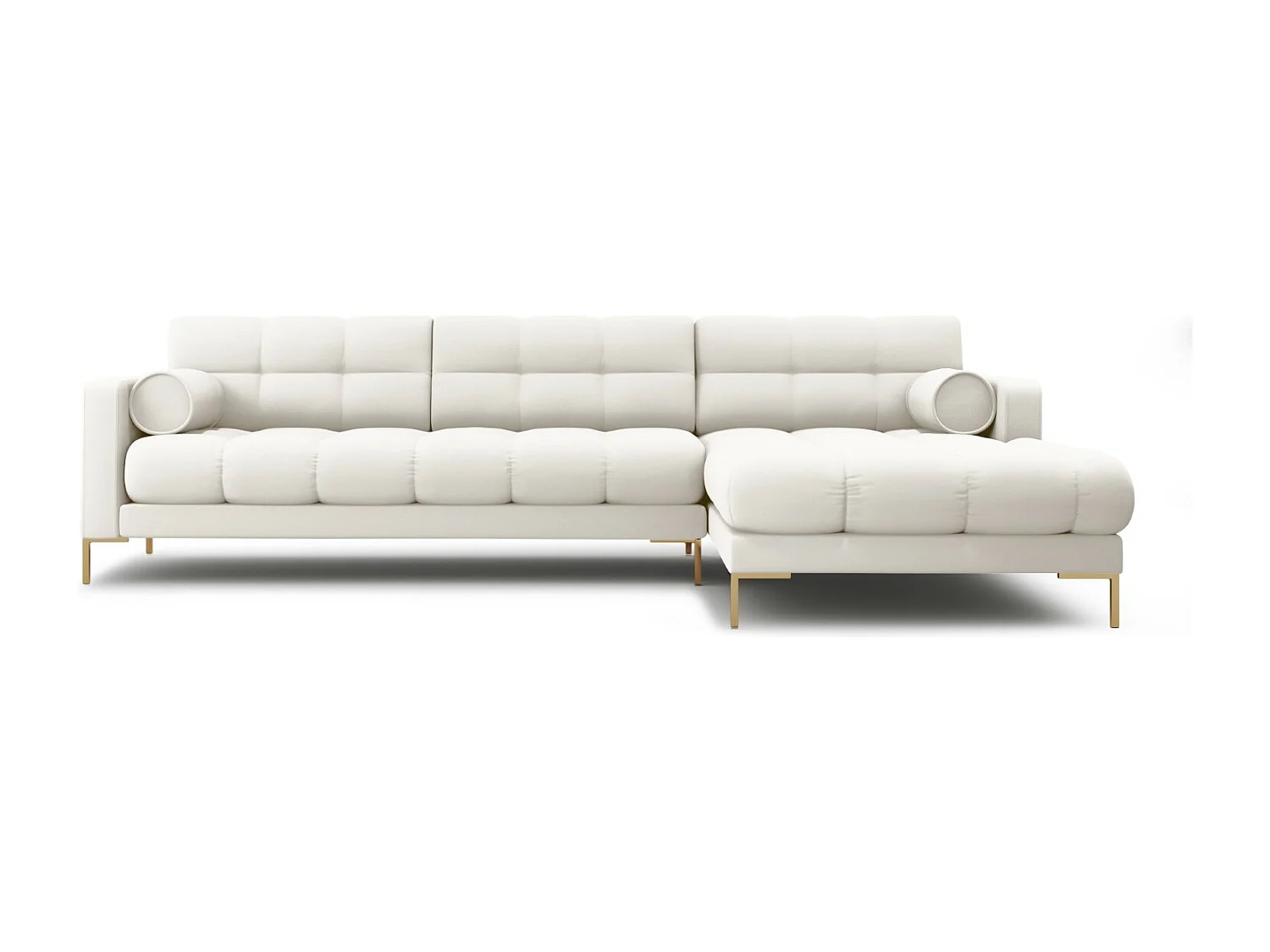 Cosmopolitan Design - Divano angolare destro "Bali" 5 posti in tessuto strutturato beige chiaro - 293x185x75cm