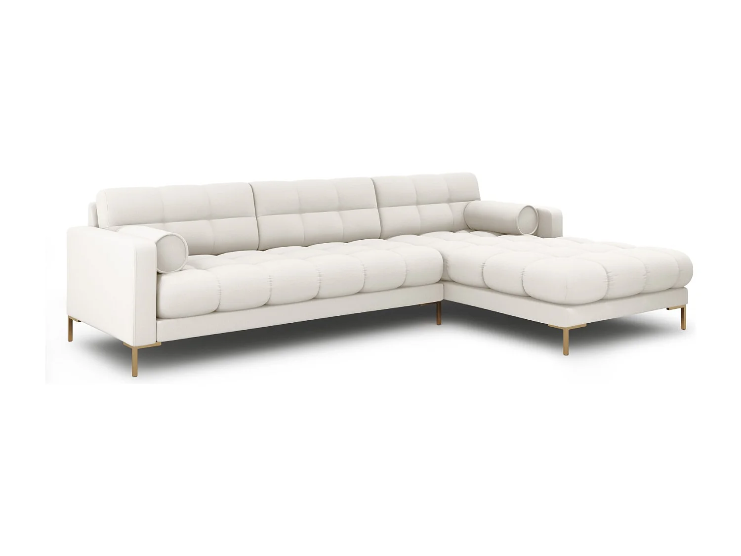 Cosmopolitan Design - Divano angolare destro "Bali" 5 posti in tessuto strutturato beige chiaro - 293x185x75cm