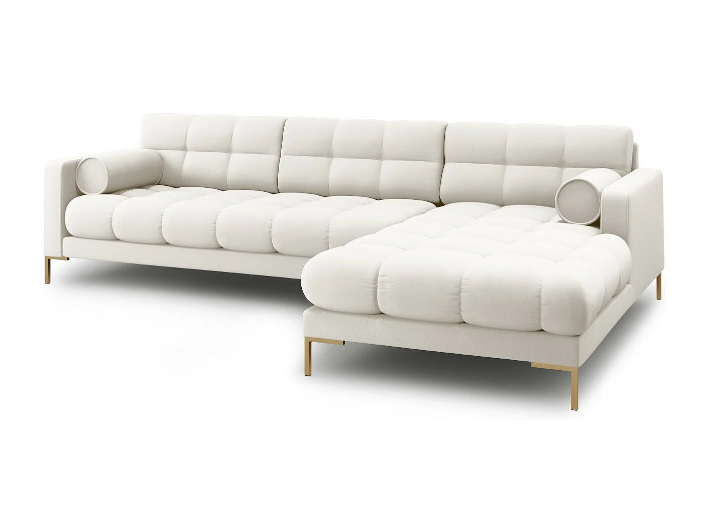 Cosmopolitan Design - Divano angolare destro "Bali" 5 posti in tessuto strutturato beige chiaro - 293x185x75cm