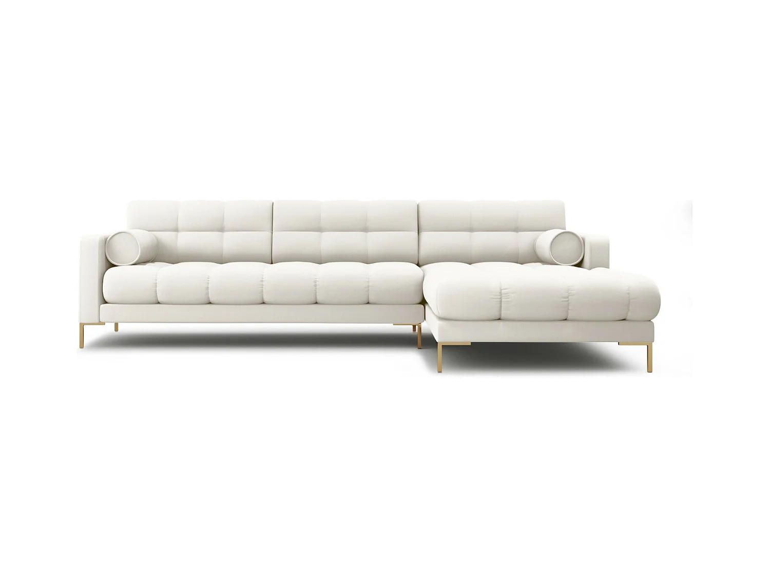 Cosmopolitan Design - Canapé d'angle droit "Bali" 5 places en tissu structurel beige clair - 293x185x75cm