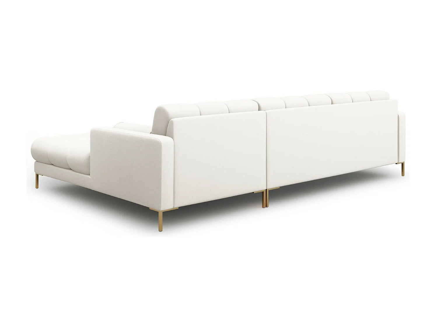 Cosmopolitan Design - Canapé d'angle droit "Bali" 5 places en tissu structurel beige clair - 293x185x75cm