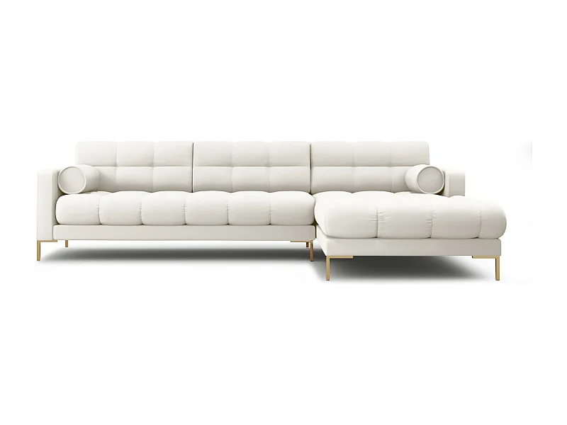 Cosmopolitan Design - Canapé d'angle droit "Bali" 5 places en tissu structurel beige clair - 293x185x75cm