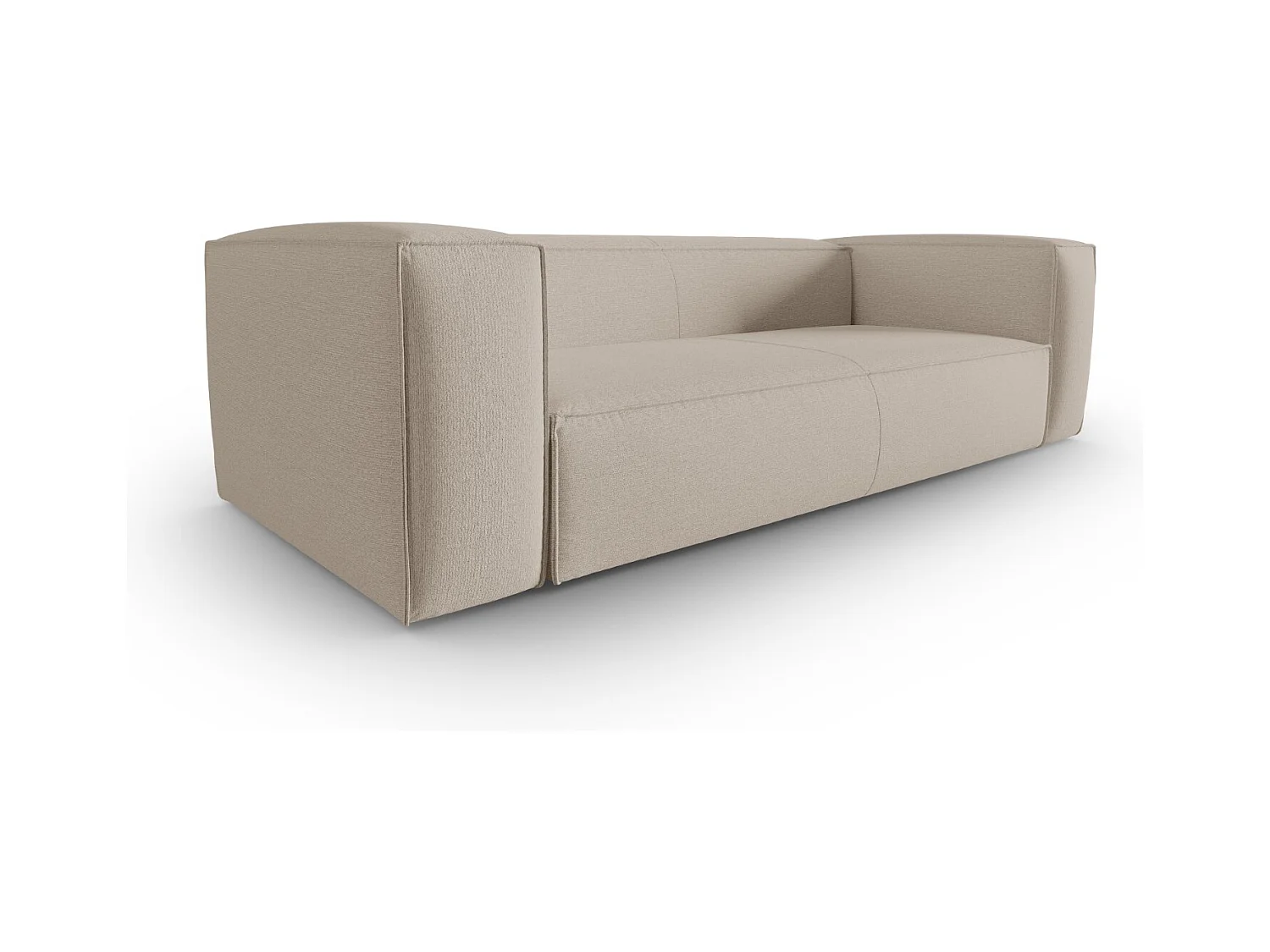 Cosmopolitan Design - Bank "Mackay" 4 zitplaatsen, Gestructureerd fluweel, Beige - 230x94x73cm