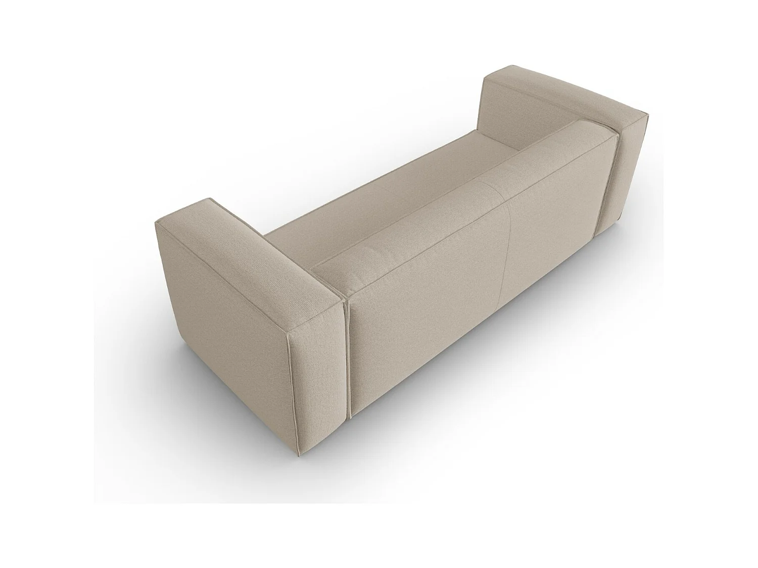 Cosmopolitan Design - Bank "Mackay" 4 zitplaatsen, Gestructureerd fluweel, Beige - 230x94x73cm