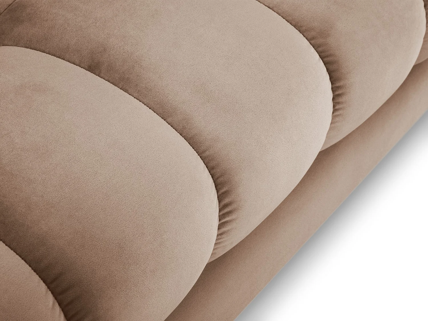 Cosmopolitan Design - Sofá panorâmico "Bali" 7 lugares em veludo bege - 383x185x75cm