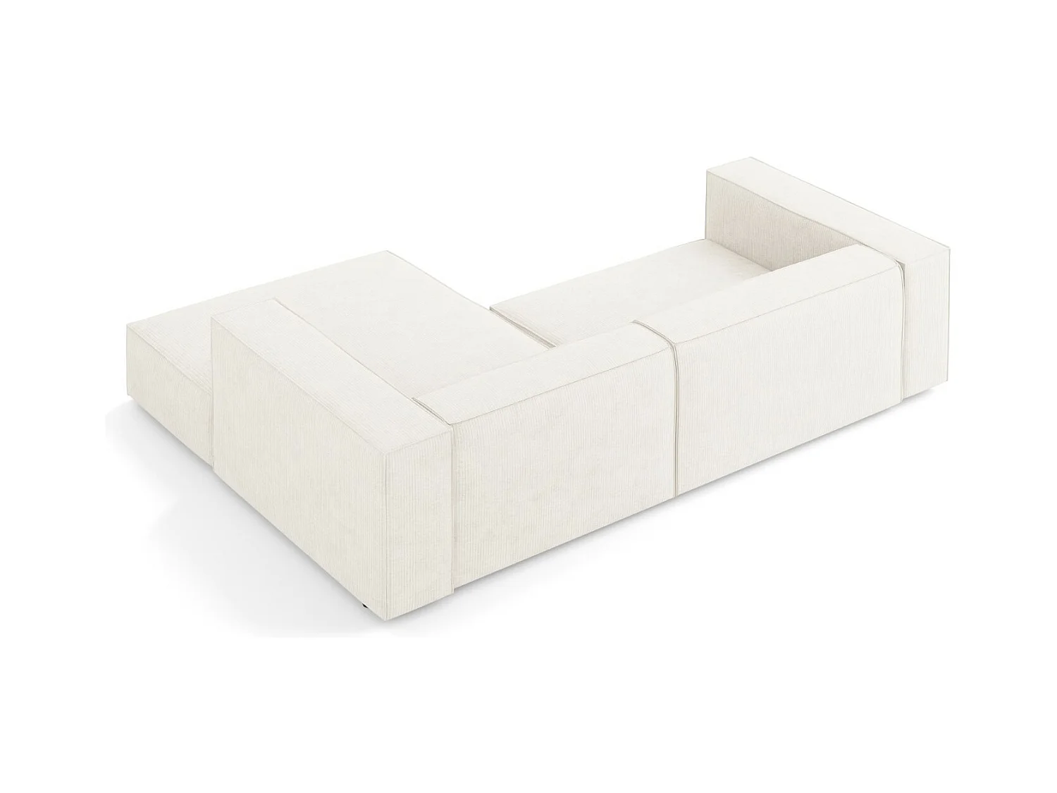 Cosmopolitan Design - 3-Sitzer Ecksofa rechts "Arendal" aus Chenille-Stoff mit Rippeneffekt elfenbein - 224x166x70cm