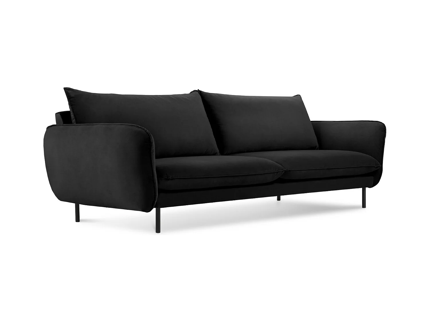 Cosmopolitan Design - Bank "Vienna" 3 zitplaatsen, Flueel, Zwart - 200x92x95cm