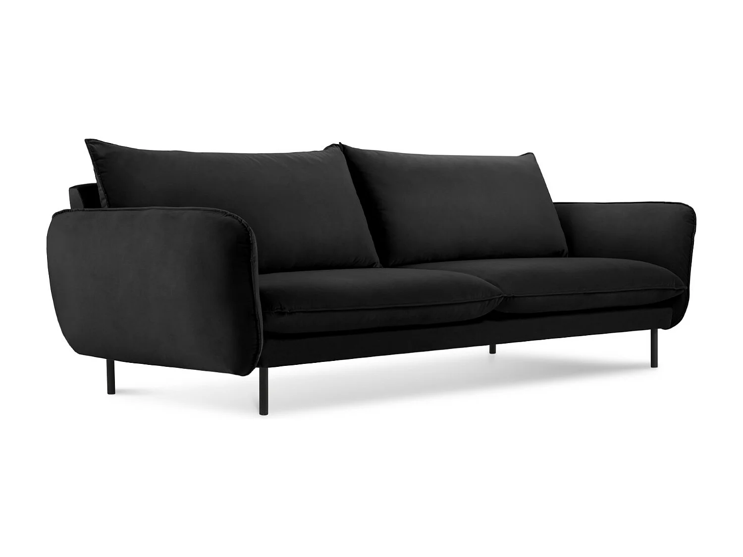 Cosmopolitan Design - Sofa, "Vienna" 3 miejsca welur, czarny - 200x92x95cm
