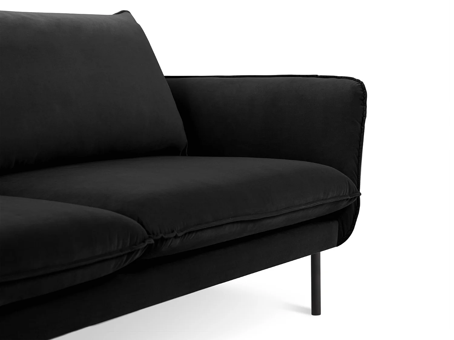 Cosmopolitan Design - Sofa, "Vienna" 3 miejsca welur, czarny - 200x92x95cm