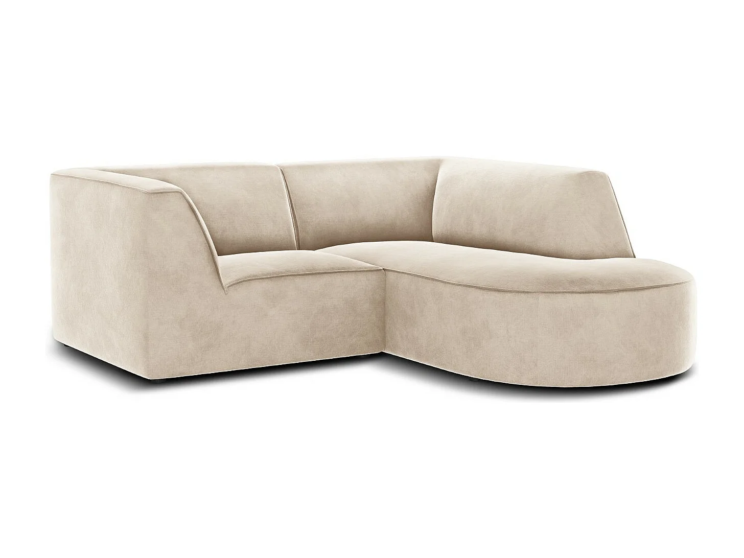 CXL by Christian Lacroix - Canapé d'angle droit "Charles" 3 places en velours beige clair - 186x180x69cm