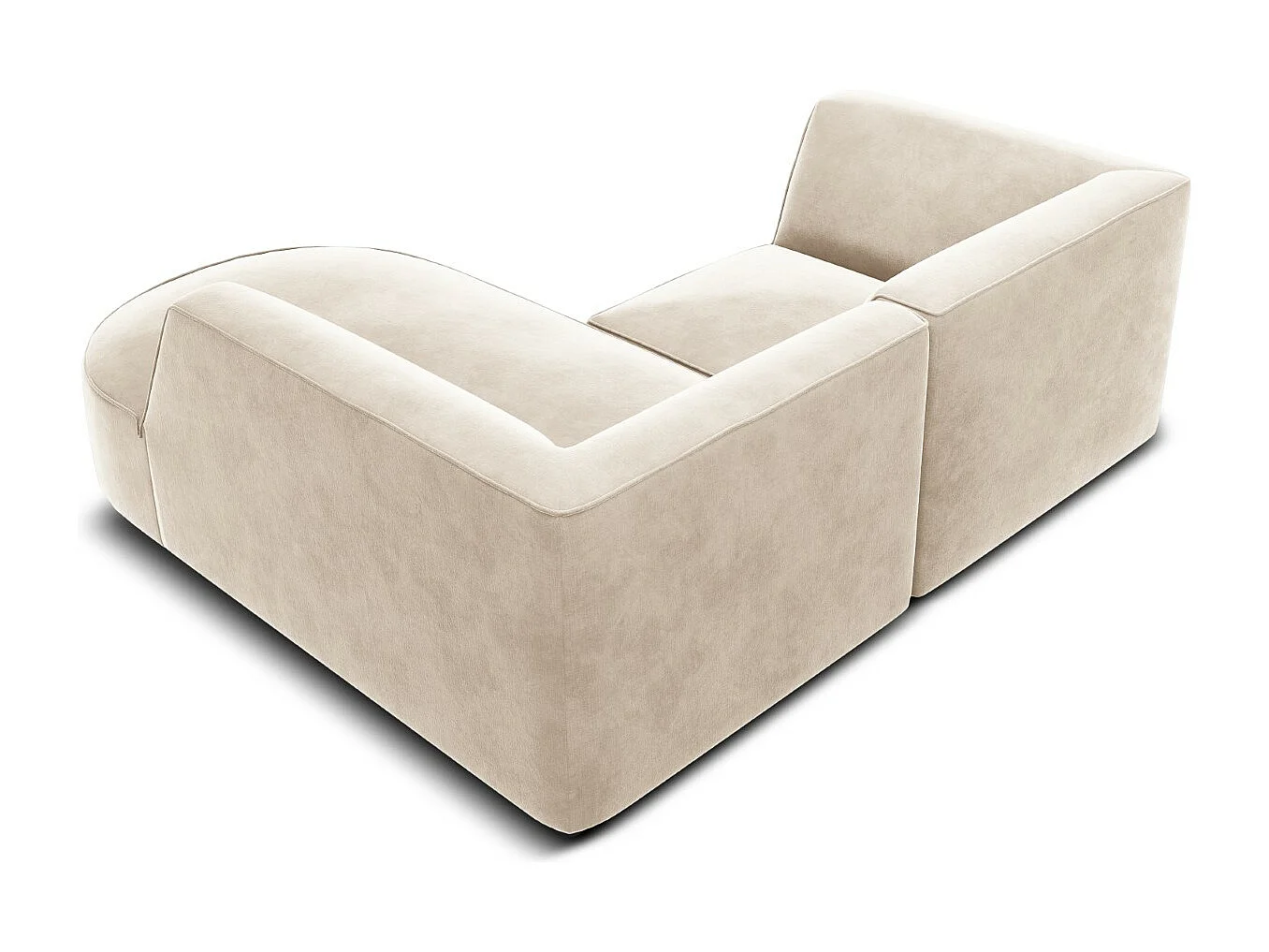 CXL by Christian Lacroix - Canapé d'angle droit "Charles" 3 places en velours beige clair - 186x180x69cm