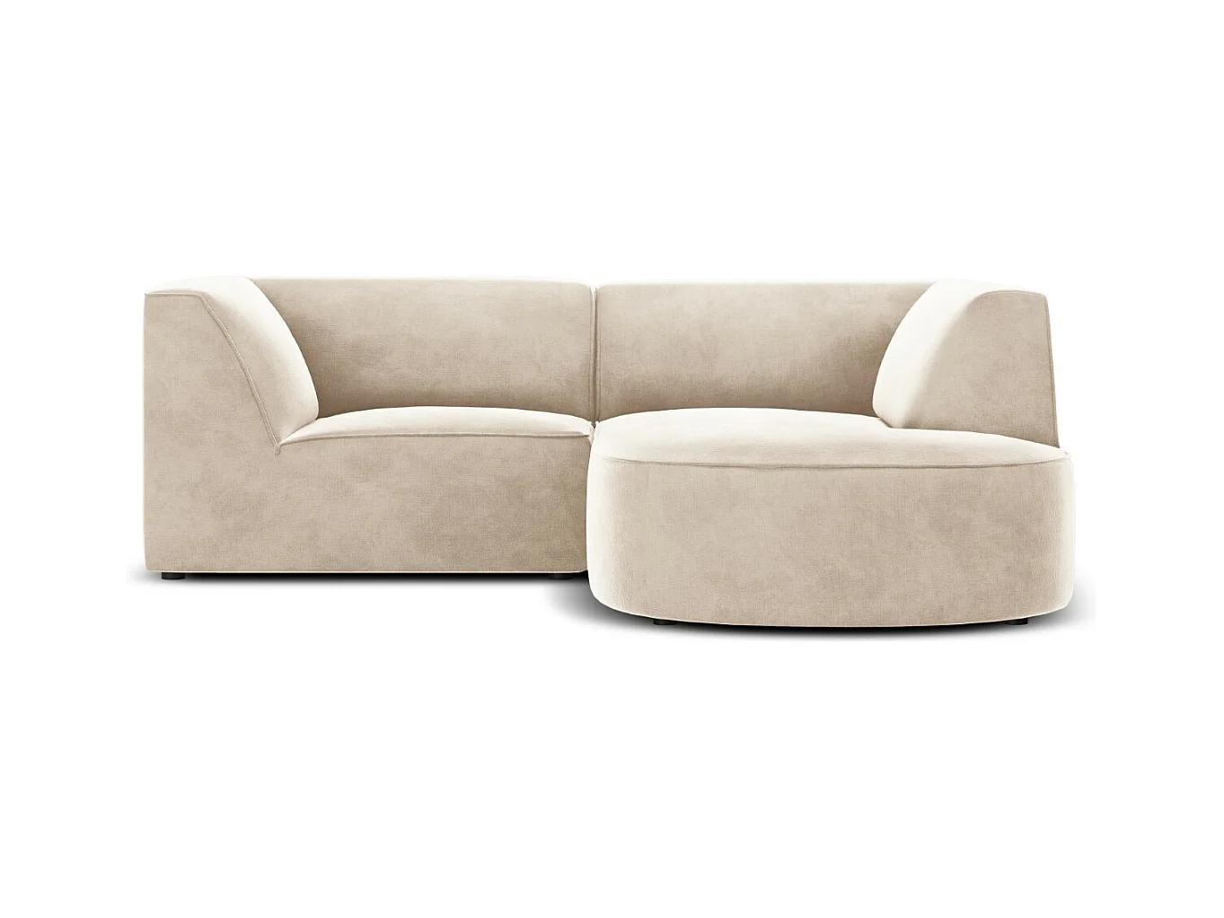 CXL by Christian Lacroix - Rechter hoekbank "Charles" 3 zitplaatsen, Flueel, Lichtbeige - 186x180x69cm