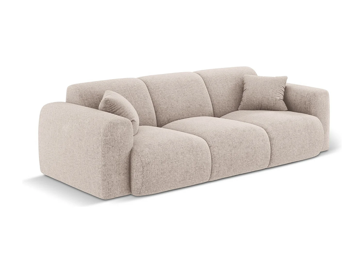 Cosmopolitan Design - Canapé "Nolio" 3 places en chenille beige - 235x95x72cm