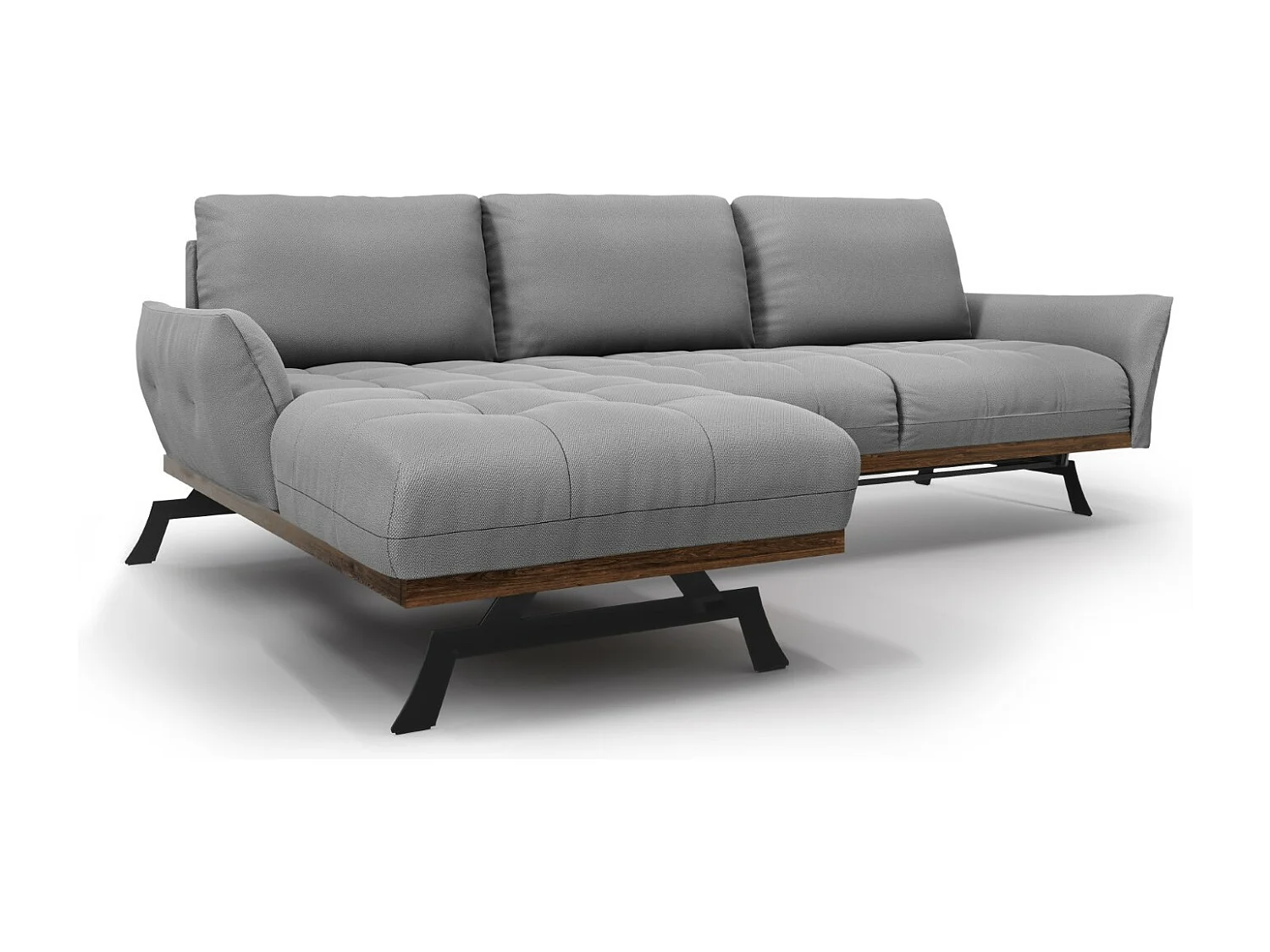 CXL by Christian Lacroix - Narożnik lewy panoramiczny, "Olivier" 4 miejsca tkanina strukturalna, szary - 264x171x87cm