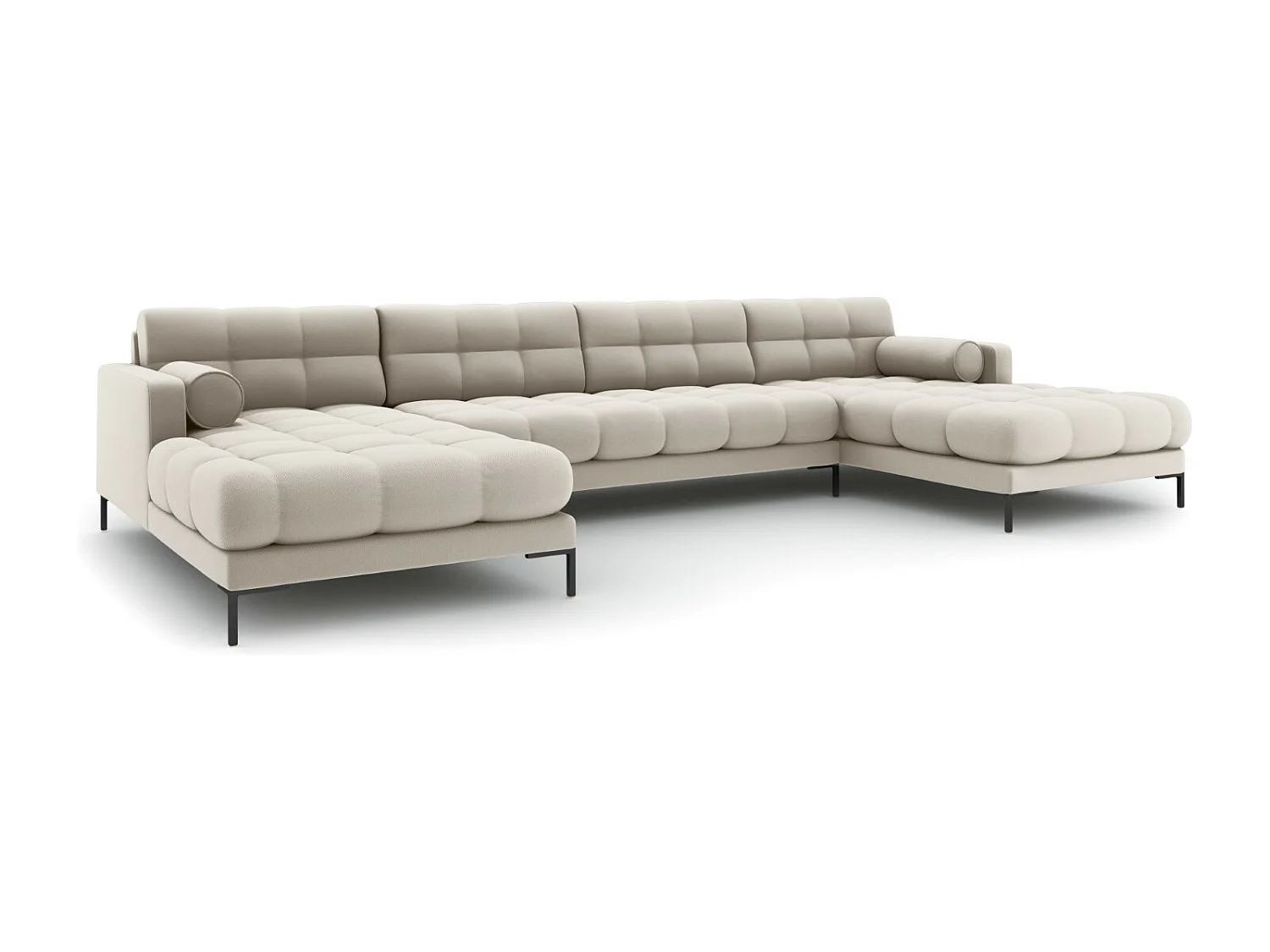 Cosmopolitan Design - Sofa panoramiczna, "Bali" 7 miejsc tkanina strukturalna, beż - 383x185x75cm