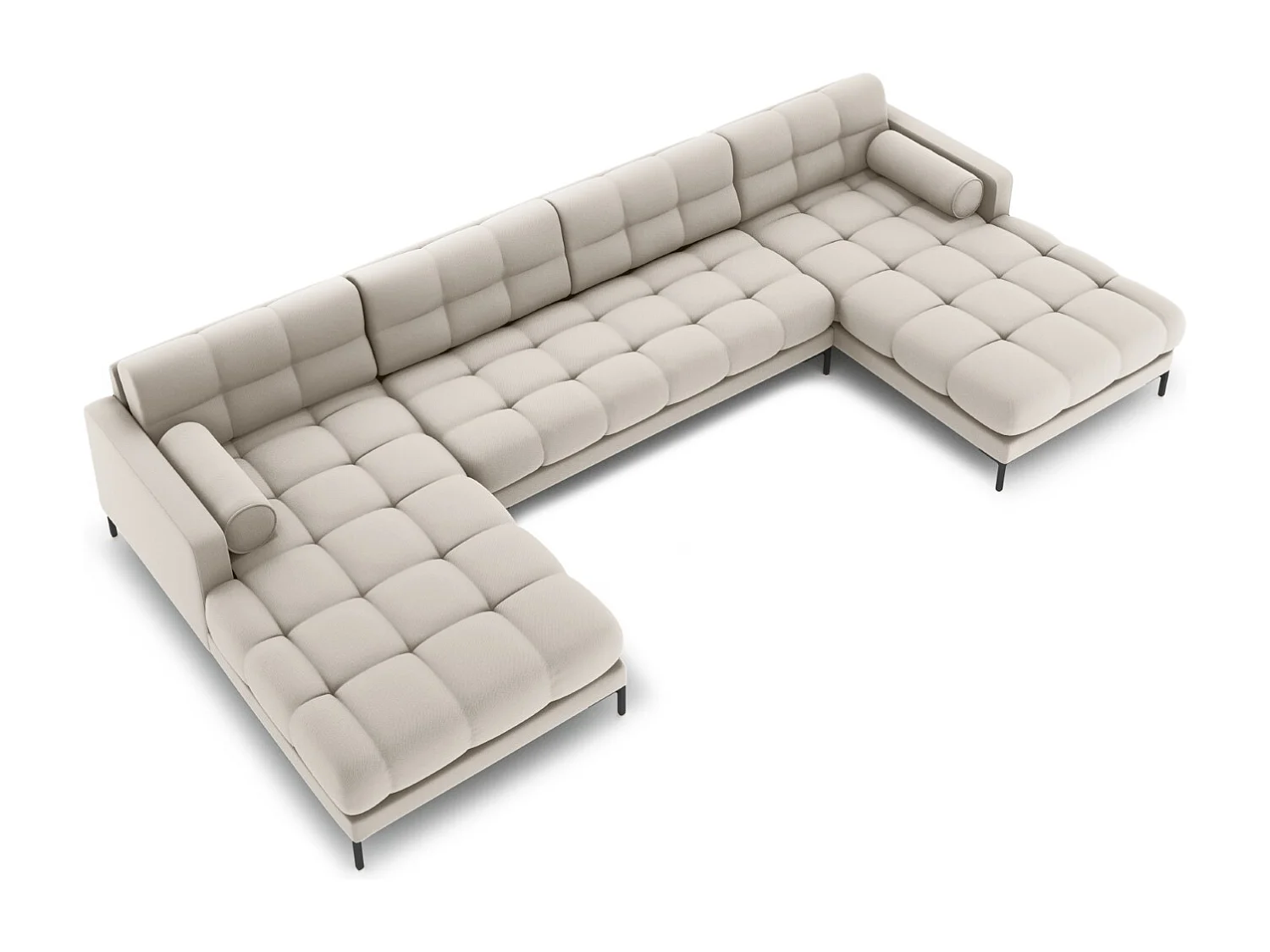 Cosmopolitan Design - Sofa panoramiczna, "Bali" 7 miejsc tkanina strukturalna, beż - 383x185x75cm