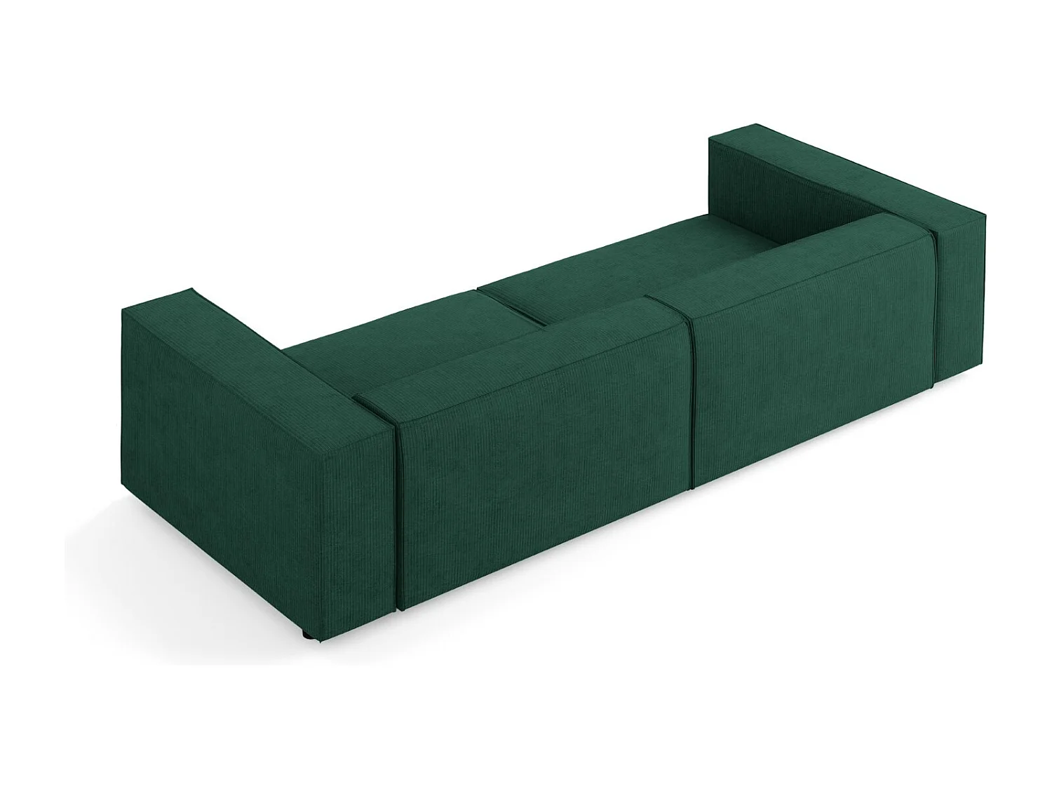 Cosmopolitan Design - Canapé "Arendal" 4 places en chenille avec un effet côtelé vert bouteille - 244x102x70cm