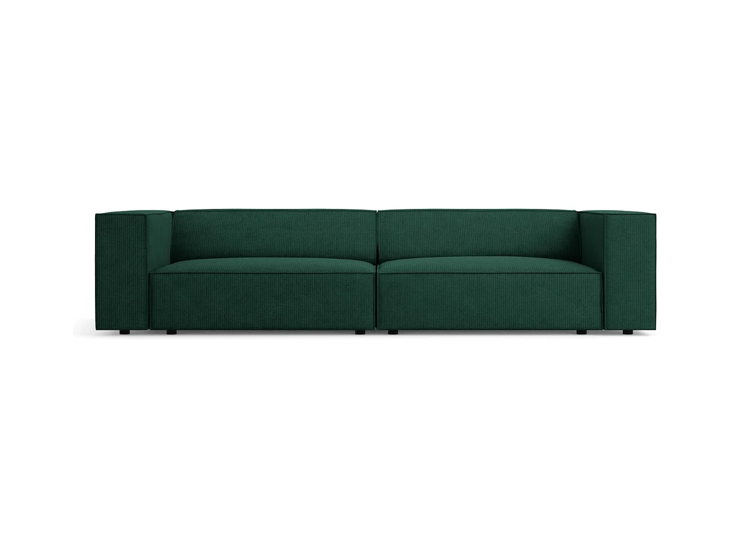 Cosmopolitan Design - Bank "Arendal" 4 zitplaatsen, Chenille met ribbeleffect, Flessengroen - 244x102x70cm