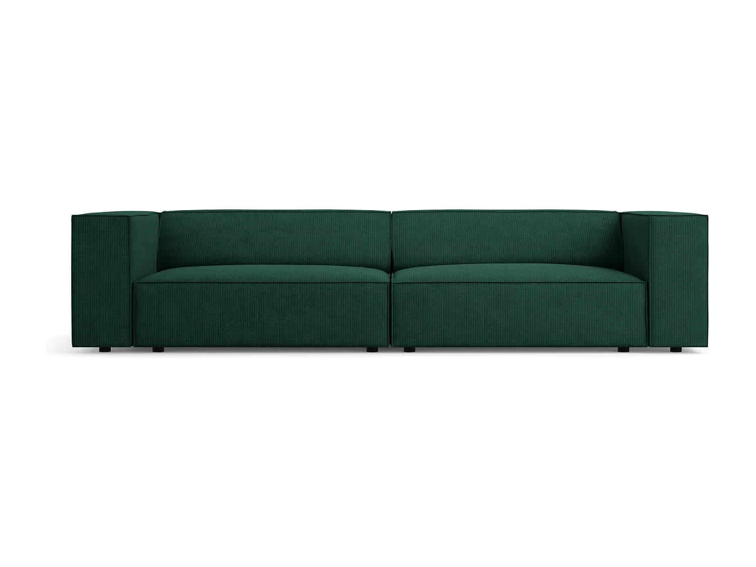 Cosmopolitan Design - Sofá "Arendal" 4 lugares em tecido chenille com efeito canelado verde garrafa - 244x102x70cm