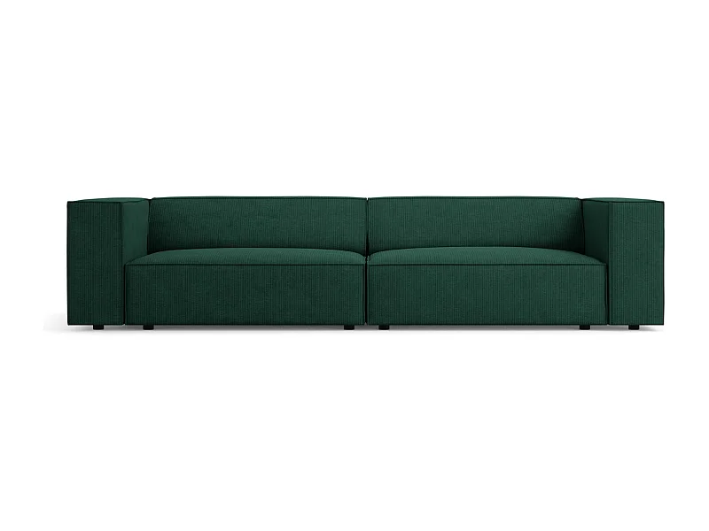 Cosmopolitan Design - Divano "Arendal" 4 posti in ciniglia con effetto a coste verde bottiglia - 244x102x70cm