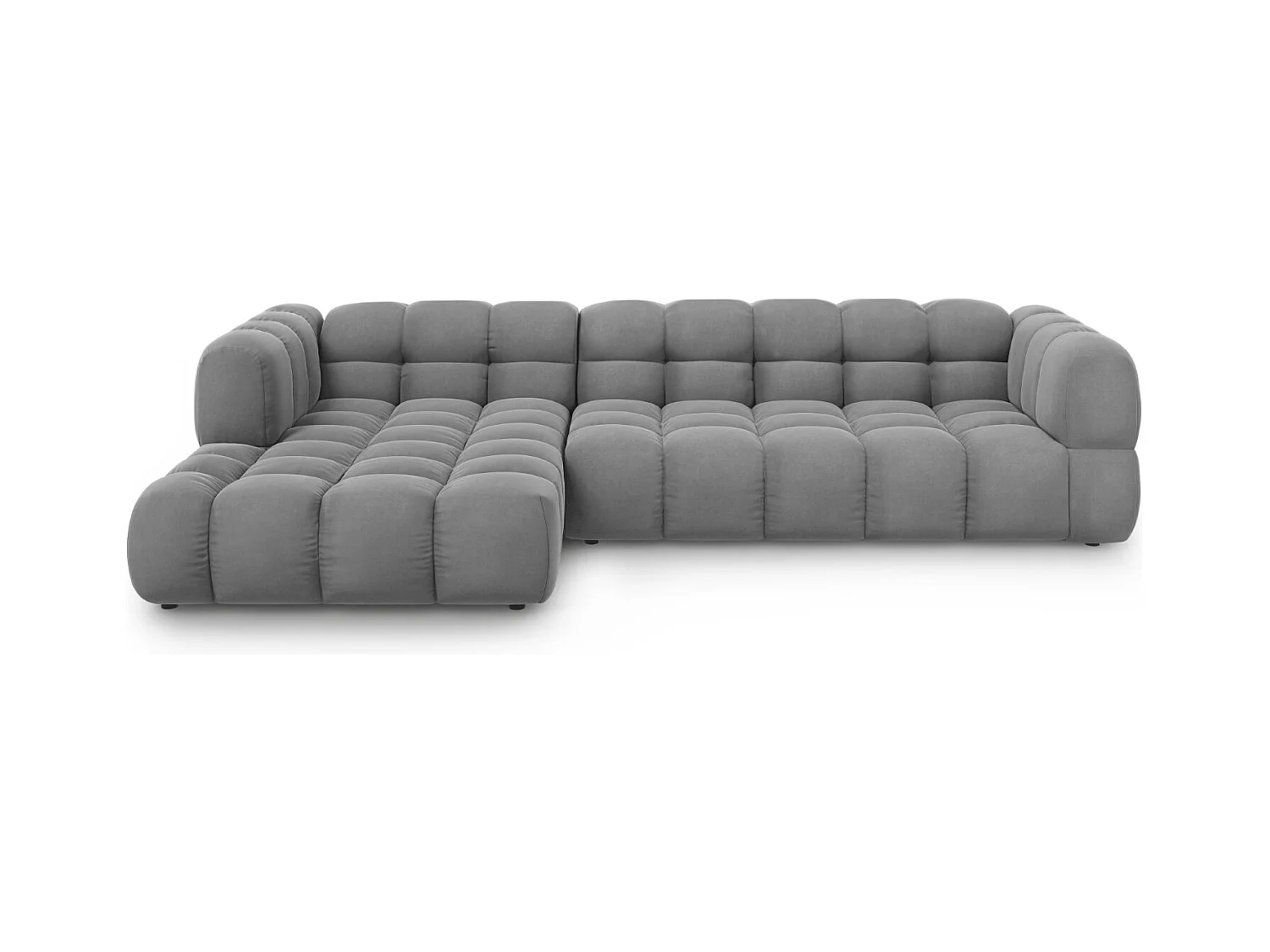 Cosmopolitan Design - Canapé d'angle gauche modulable "Sky" 4 places en velours gris clair - 300x162x75cm