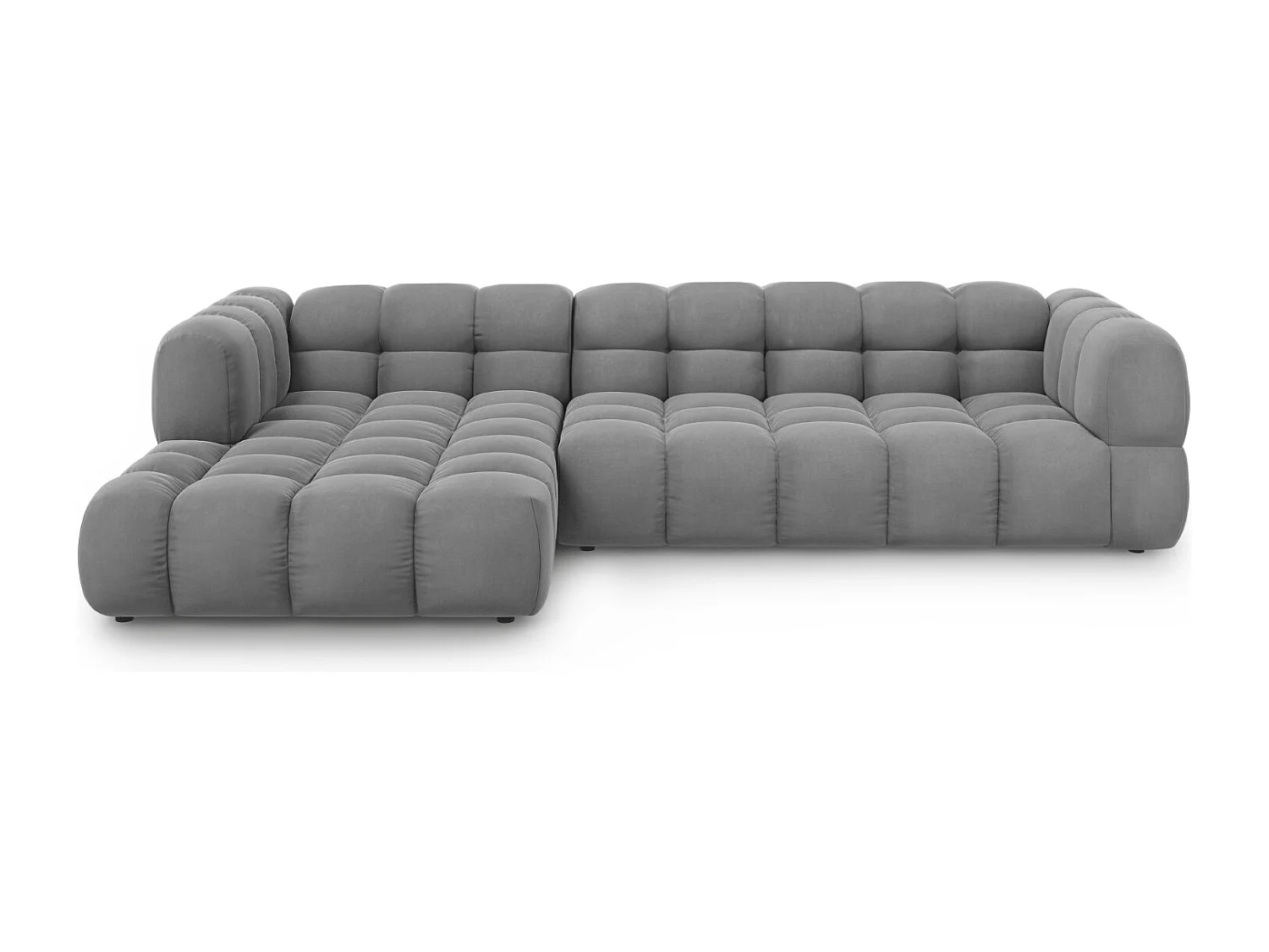 Cosmopolitan Design - Canapé d'angle gauche modulable "Sky" 4 places en velours gris clair - 300x162x75cm