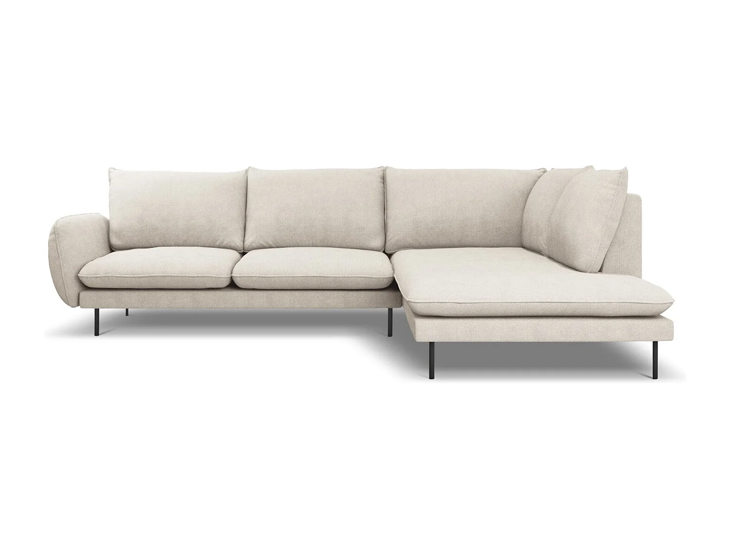 Cosmopolitan Design - Narożnik prawy, "Vienna" 6 miejsc tkanina strukturalna, beż jasny - 275x185x95cm