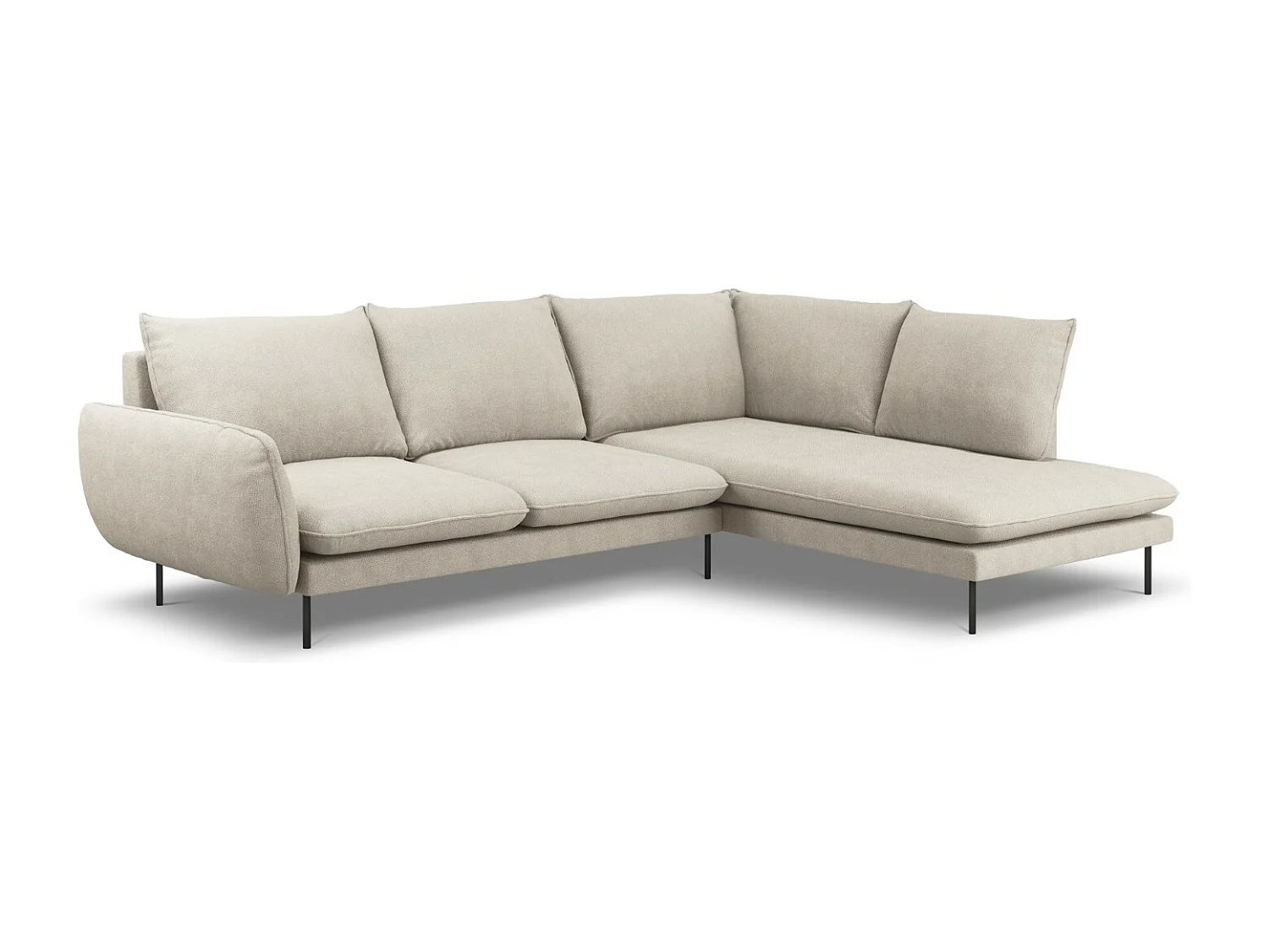 Cosmopolitan Design - 6-Sitzer Ecksofa rechts "Vienna" aus strukturiertem Stoff leichtes beige - 275x185x95cm