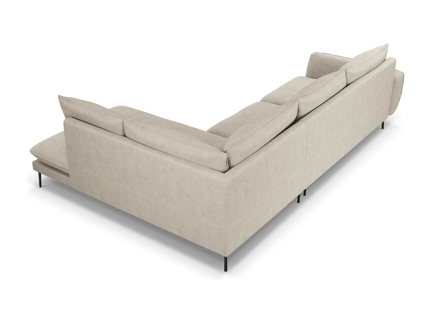 Cosmopolitan Design - 6-Sitzer Ecksofa rechts "Vienna" aus strukturiertem Stoff leichtes beige - 275x185x95cm