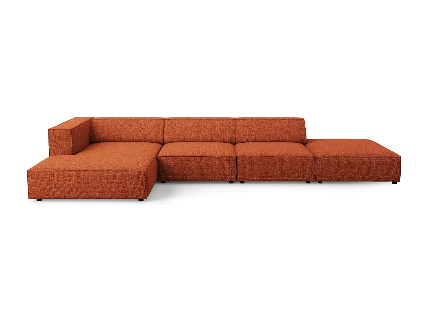 Cosmopolitan Design - 5-Sitzer Ecksofa links "Arendal" aus Chenille-Stoff terrakotta - 341x166x70cm