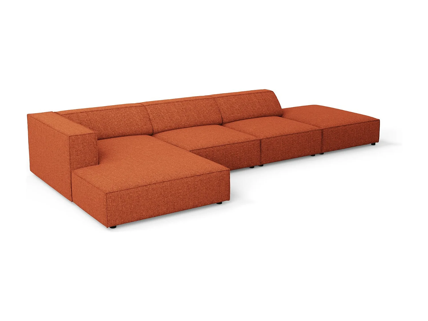 Cosmopolitan Design - 5-Sitzer Ecksofa links "Arendal" aus Chenille-Stoff terrakotta - 341x166x70cm