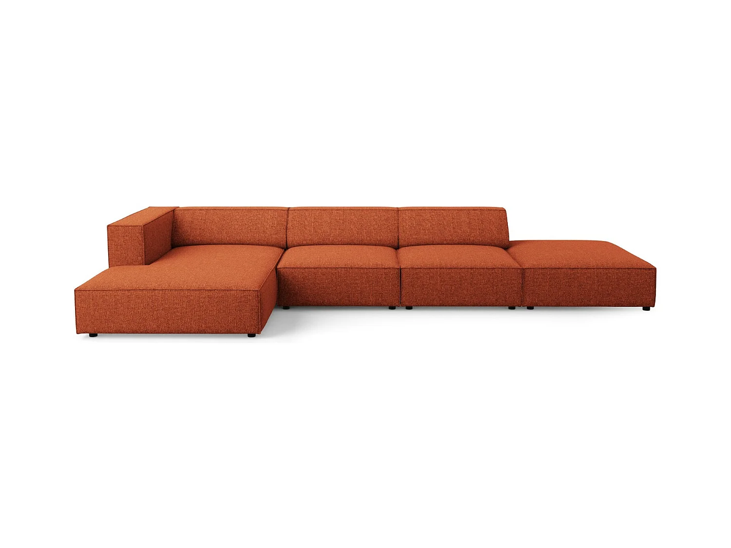 Cosmopolitan Design - Linker hoekbank "Arendal" 5 zitplaatsen, Chenille, Terracotta - 341x166x70cm