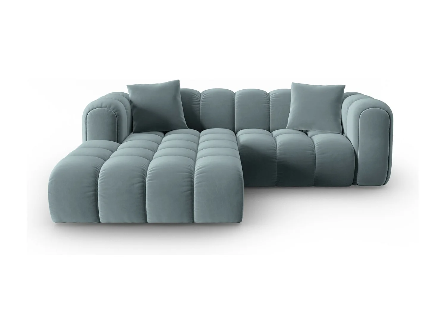 CXL by Christian Lacroix - Narożnik lewy panoramiczny, "Clotilde" 3 miejsca welur, niebieski jasny - 187x190x70cm