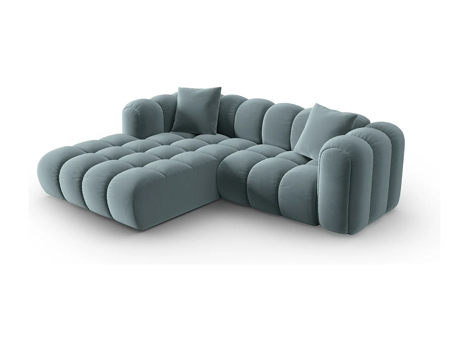 CXL by Christian Lacroix - Narożnik lewy panoramiczny, "Clotilde" 3 miejsca welur, niebieski jasny - 187x190x70cm