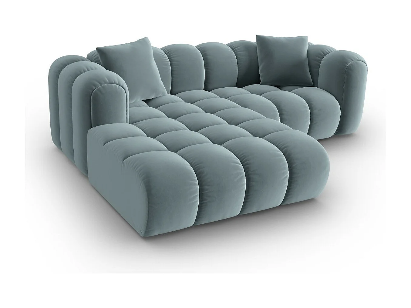 CXL by Christian Lacroix - Narożnik lewy panoramiczny, "Clotilde" 3 miejsca welur, niebieski jasny - 187x190x70cm