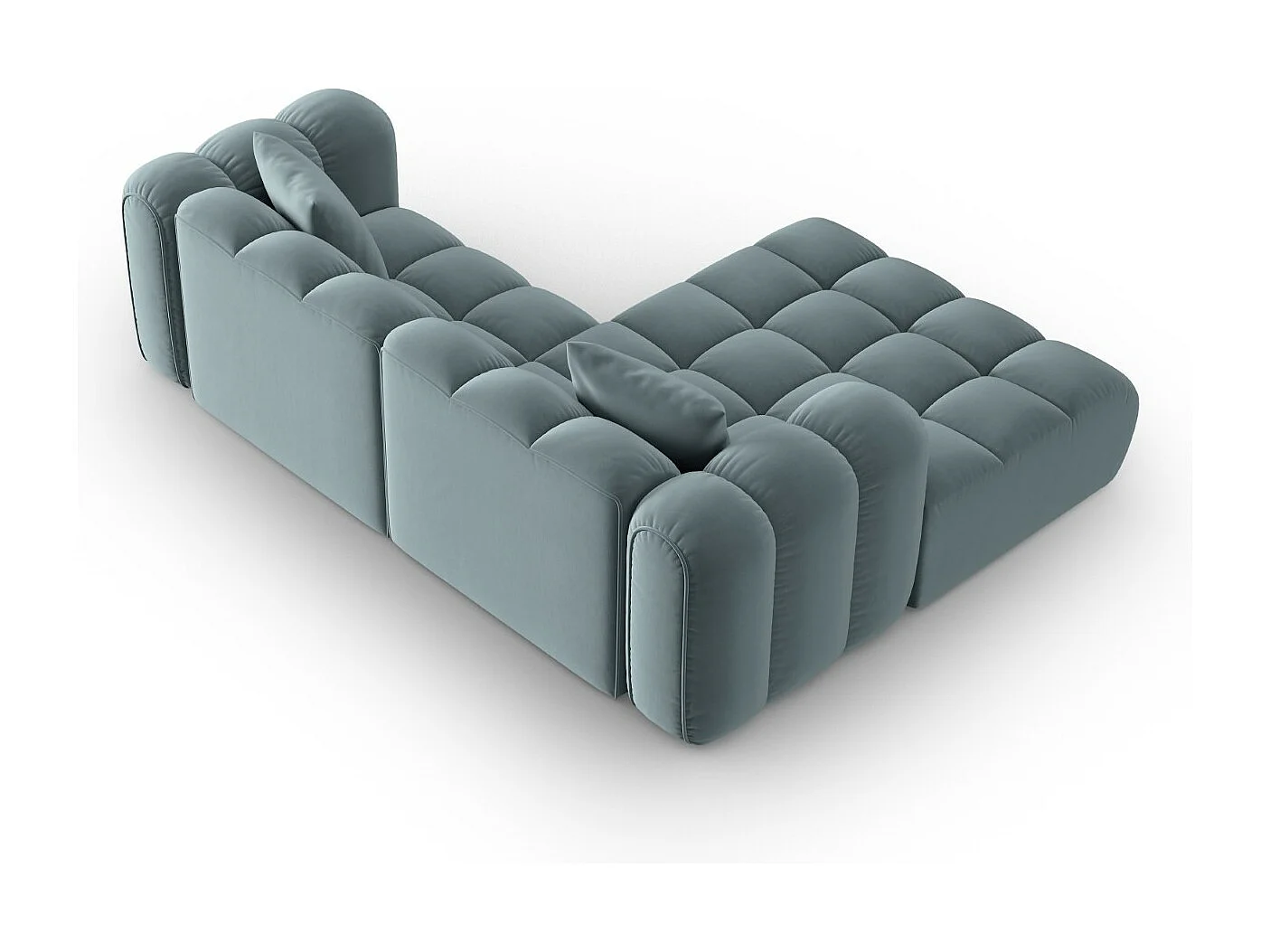 CXL by Christian Lacroix - Narożnik lewy panoramiczny, "Clotilde" 3 miejsca welur, niebieski jasny - 187x190x70cm