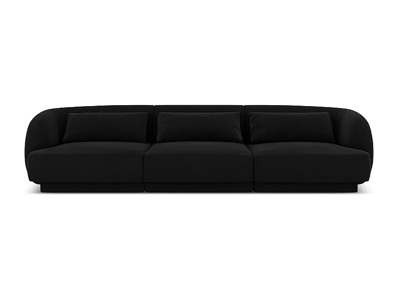 Cosmopolitan Design - Sofá "Tulum" 3 plazas de terciopelo negro - 255x90x70cm