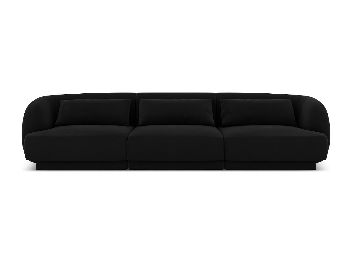 Cosmopolitan Design - Sofa, "Tulum" 3 miejsca welur, czarny - 255x90x70cm
