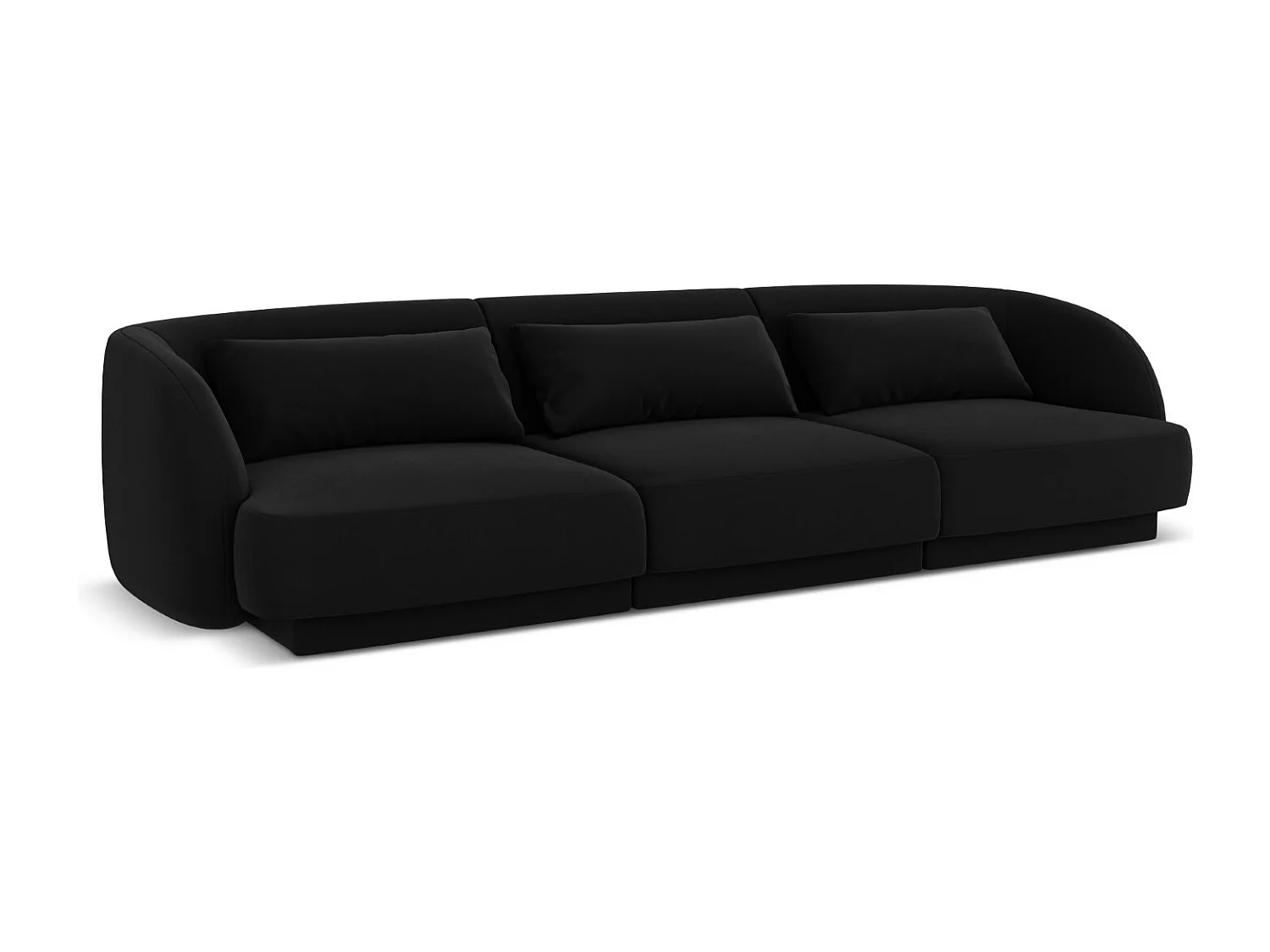 Cosmopolitan Design - Sofa, "Tulum" 3 miejsca welur, czarny - 255x90x70cm