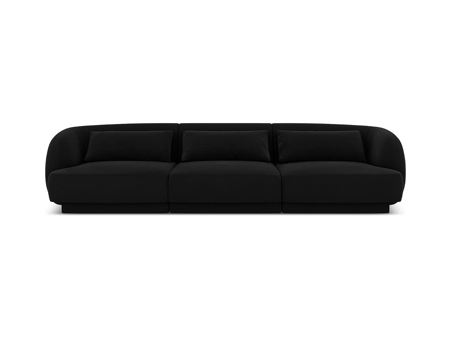 Cosmopolitan Design - Canapé "Tulum" 3 places en velours noir - 255x90x70cm