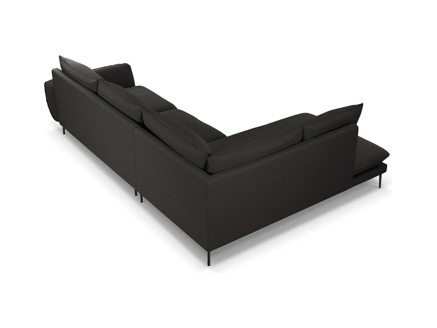 Cosmopolitan Design - Sofá de canto esquerdo "Vienna" 6 lugares em tecido bouclé preto - 275x185x95cm