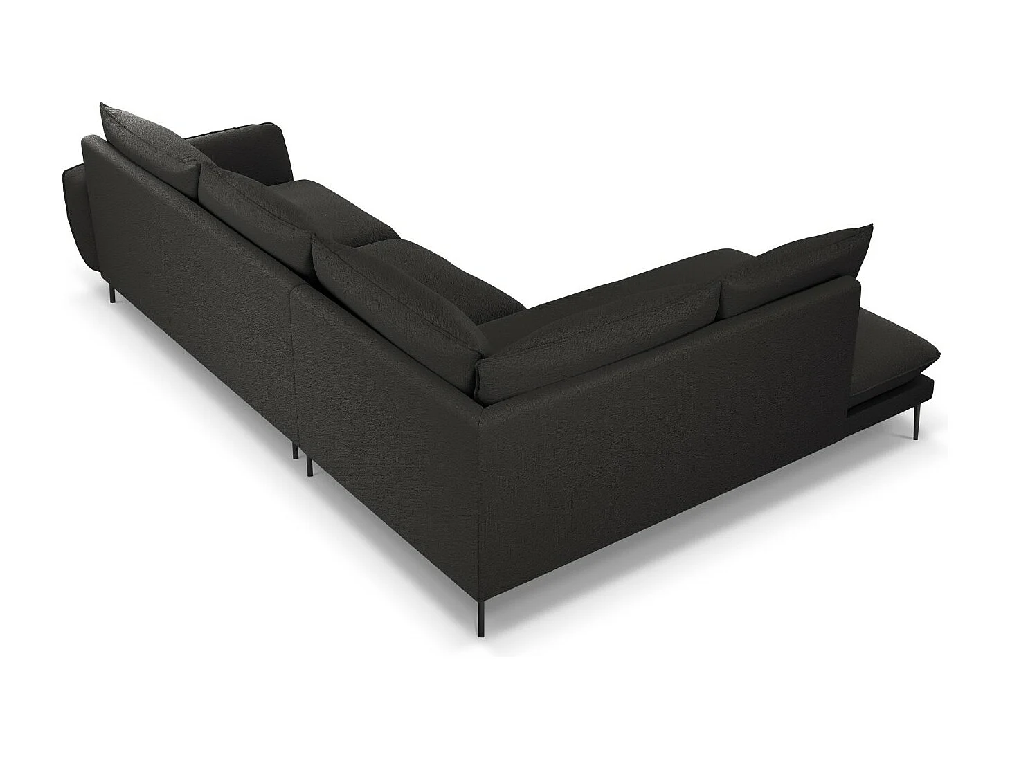 Cosmopolitan Design - Sofá de canto esquerdo "Vienna" 6 lugares em tecido bouclé preto - 275x185x95cm