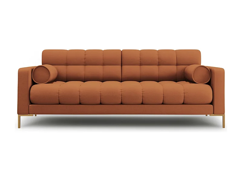 Cosmopolitan Design - 4-Sitzer Sofa "Bali" aus strukturiertem Stoff ziegelrot - 217x92x75cm