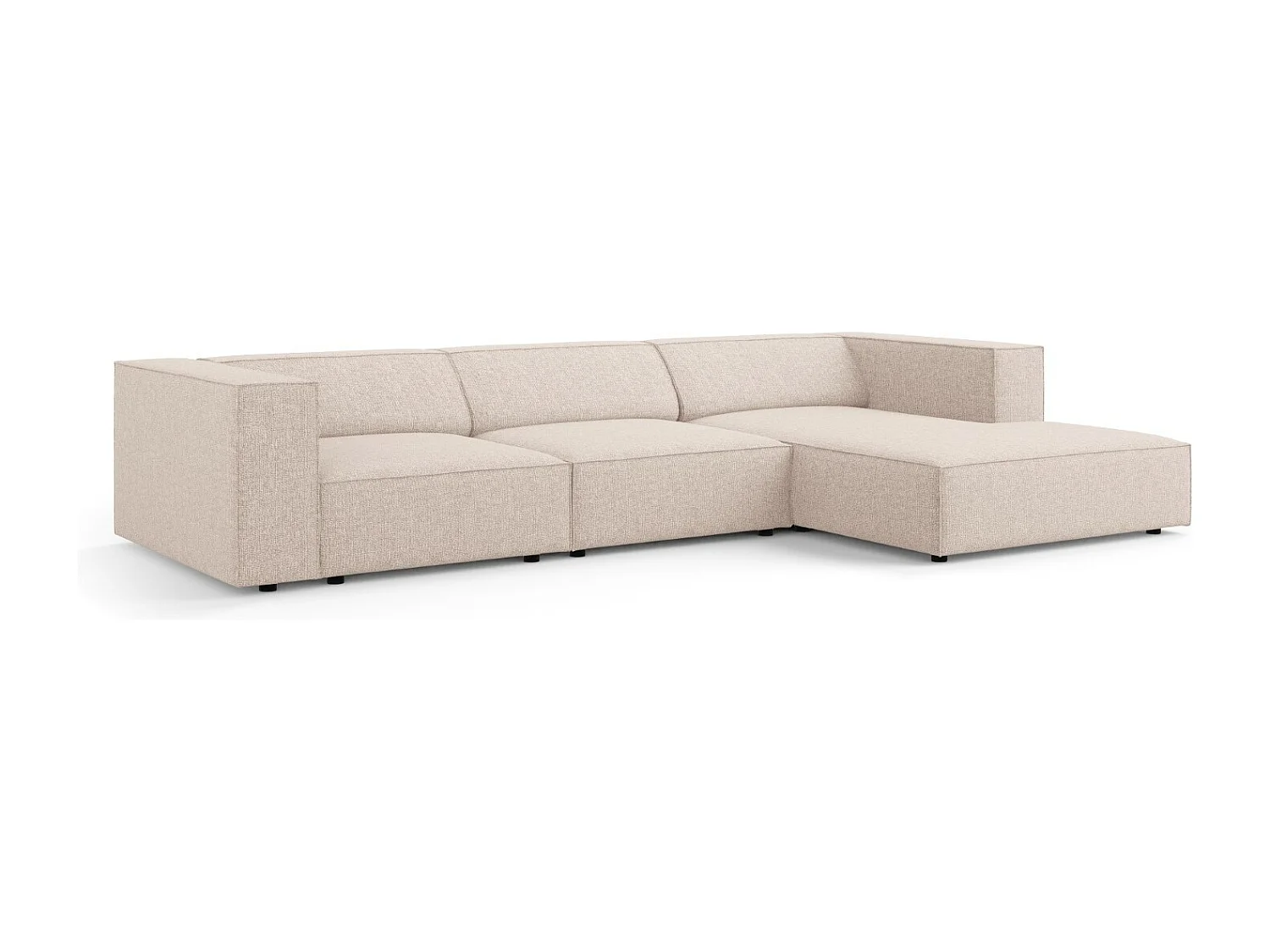 Cosmopolitan Design - Rechter hoekbank "Arendal" 4 zitplaatsen, Chenille, Beige - 284x166x70cm