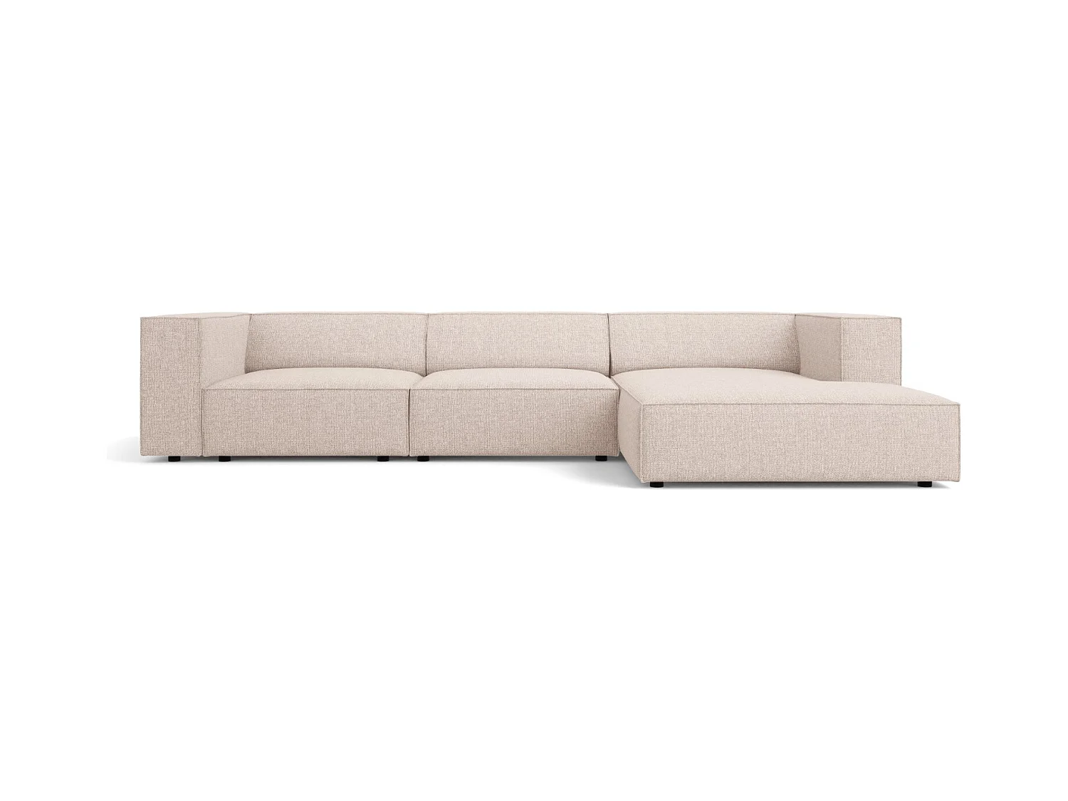 Cosmopolitan Design - Rechter hoekbank "Arendal" 4 zitplaatsen, Chenille, Beige - 284x166x70cm