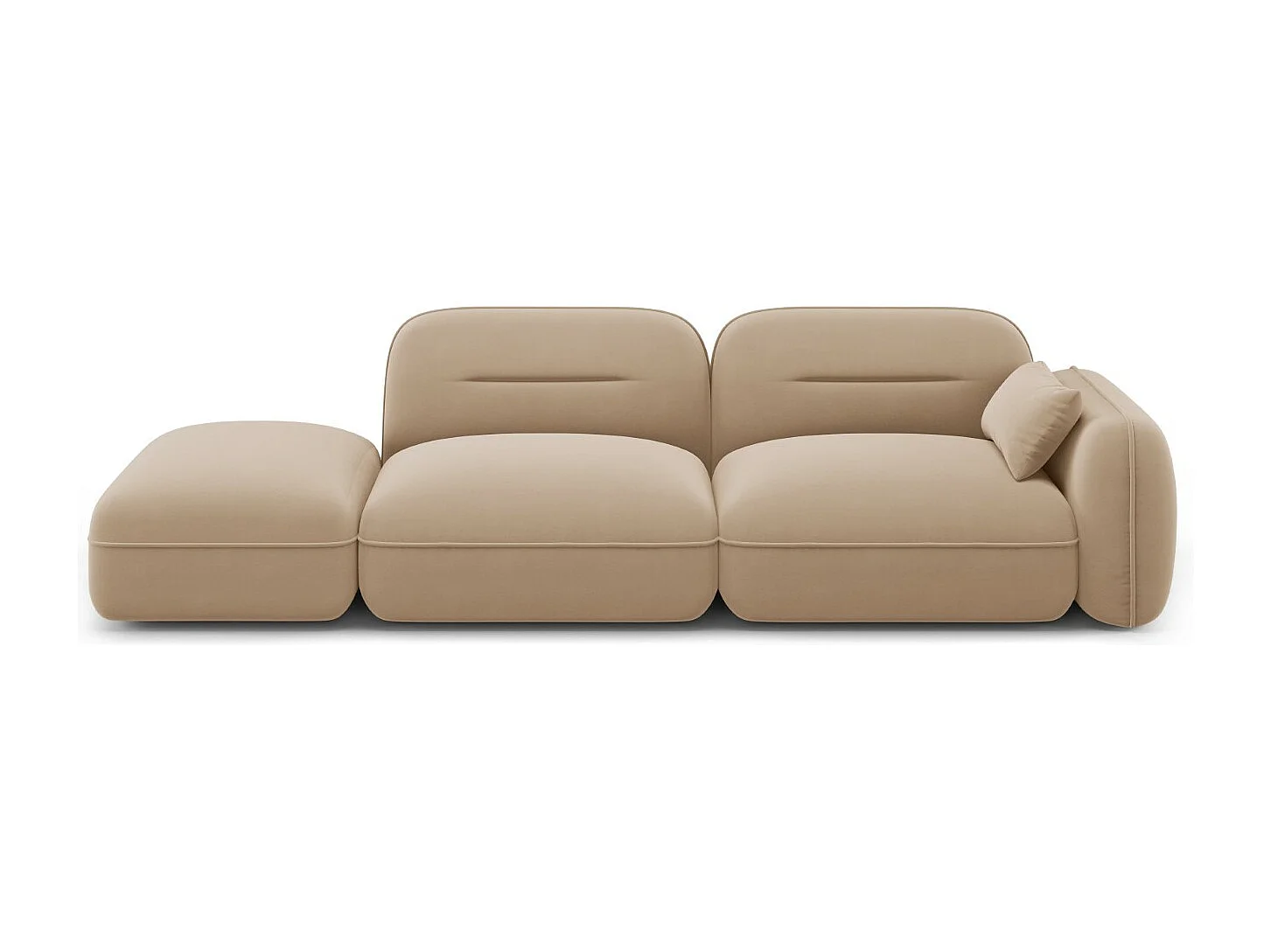 Cosmopolitan Design - Sofa modułowa bok lewy, "Sydney" 3 miejsca welur, piasek - 295x90x70cm
