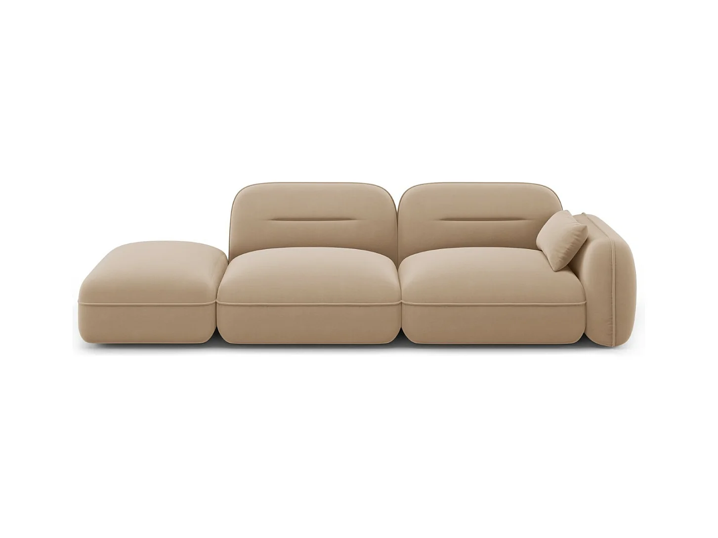 Cosmopolitan Design - Canapé modulable gauche "Sydney" 3 places en velours le sable - 295x90x70cm