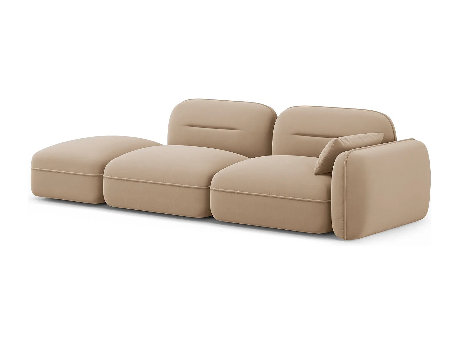 Cosmopolitan Design - Canapé modulable gauche "Sydney" 3 places en velours le sable - 295x90x70cm